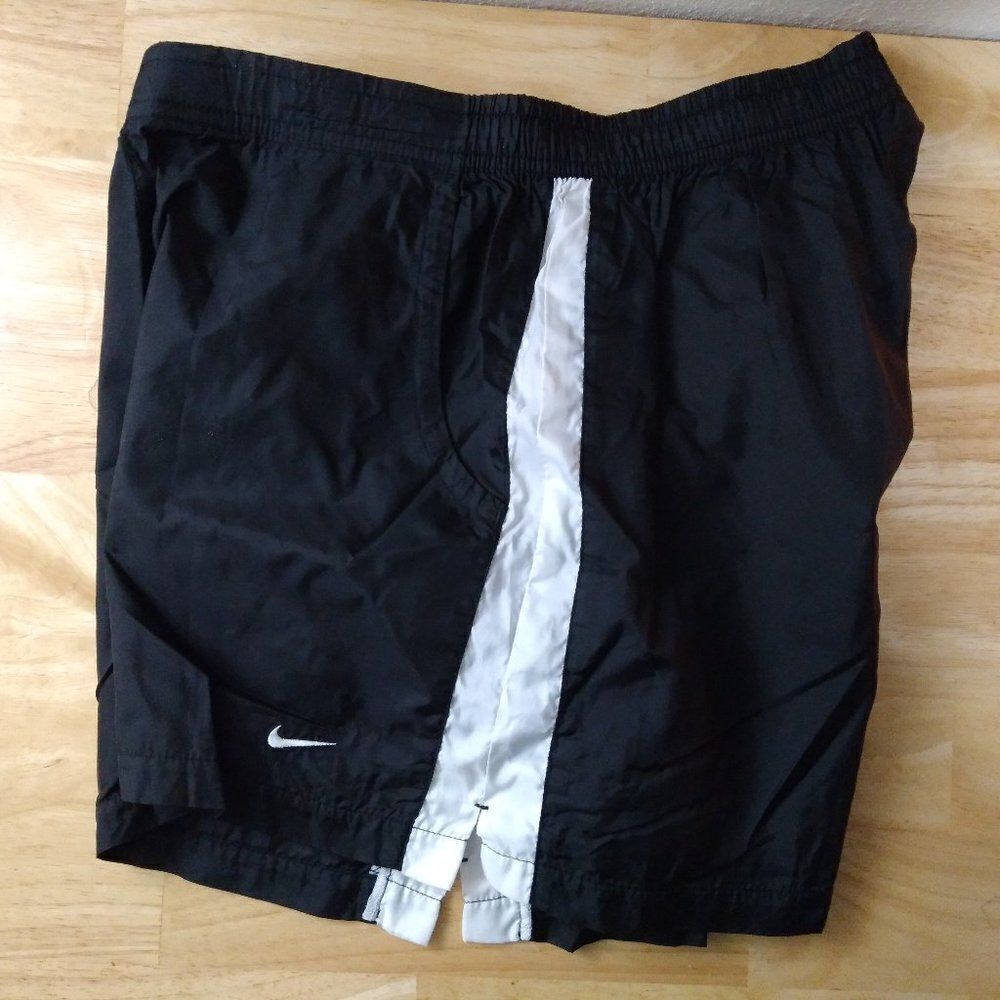 Vintage Nike Small Swoosh Logo Striped Wind Shorts Athletic Running